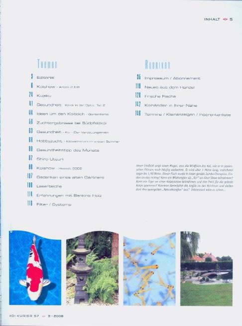 Koi Kurier Magazin Inhaltsverzeichnis 2008_2