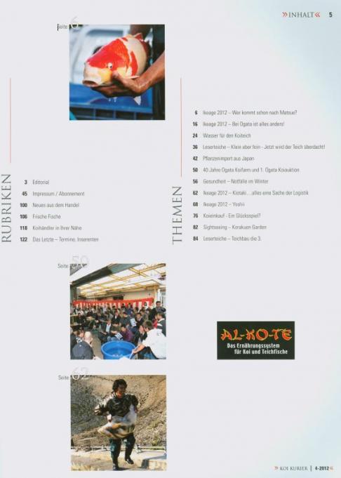 Koi Kurier Magazin Inhaltsverzeichnis 2012_4