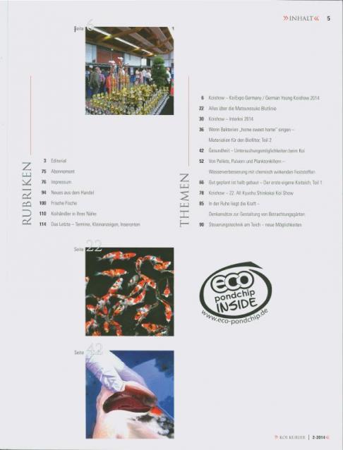 Koi Kurier Magazin Inhaltsverzeichnis 80