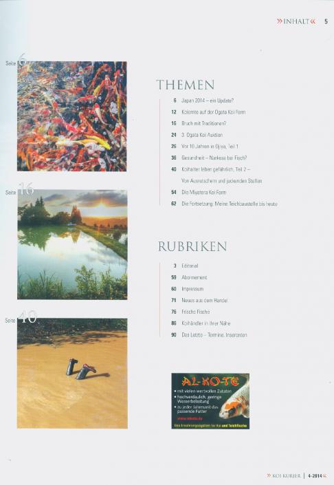 Koi Kurier Magazin Inhaltsverzeichnis 2014_4